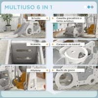 Set Scivolo per Bambini 18-48 Mesi con Altalena, Macchinina e Canestro, 201x151x87.5cm, Bianco