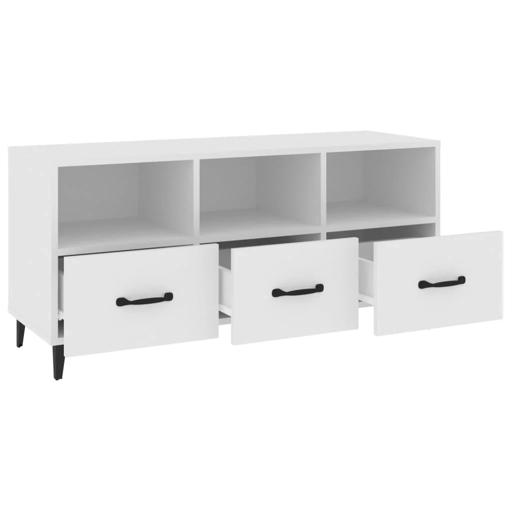 Mobile TV multimediale mensola TV credenza mobile TV sala da pranzo soggiorno camera da letto 102 x 35 x 50 cm legno ingegnerizzato bianco 02_0025576