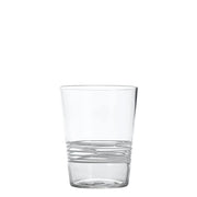Filante Set di 6 Bicchieri Tumbler in Vetro Trasparente con Lavorazione a Rigature e Fili di Vetro Bianco Applicati a Mano - Qualità Artigianale