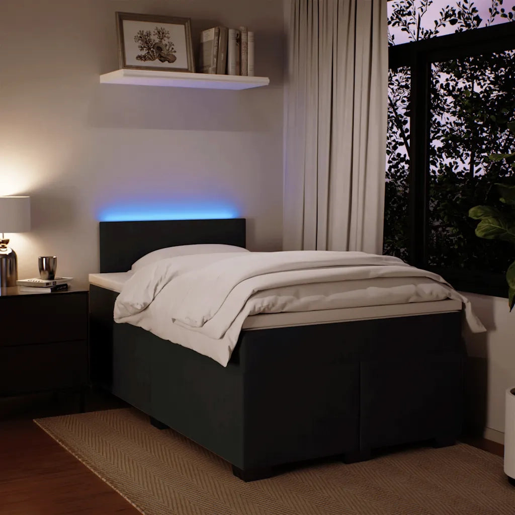 vidaXL Giroletto a Molle con Materasso Nero 120x200 cm in Velluto