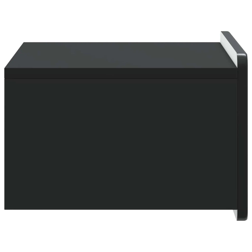 Comodino | Armadio da Notte | Mobiletto da notte a muro con cassetto Nero 49 x 34,5 x 24 cm