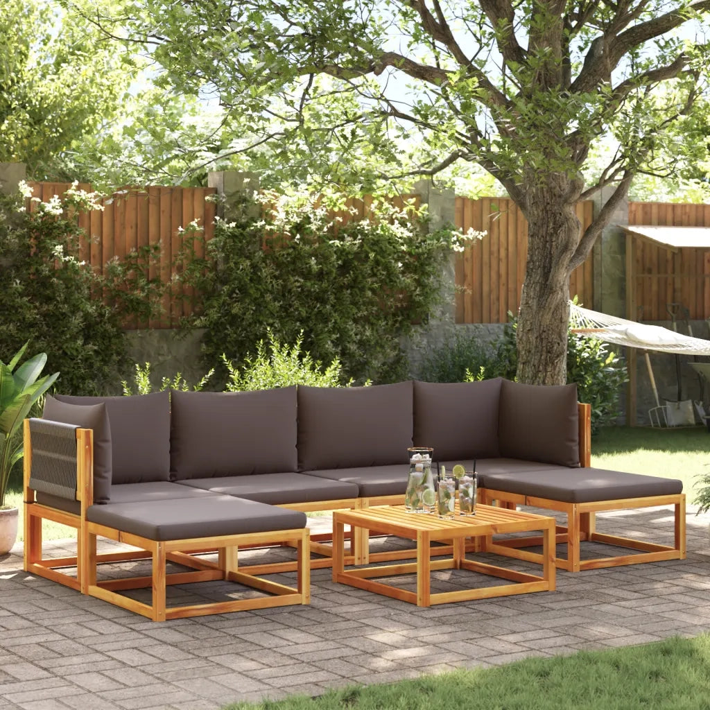 Set di divani da giardino 7 pezzi con cuscini in legno di acacia e corda 3278839