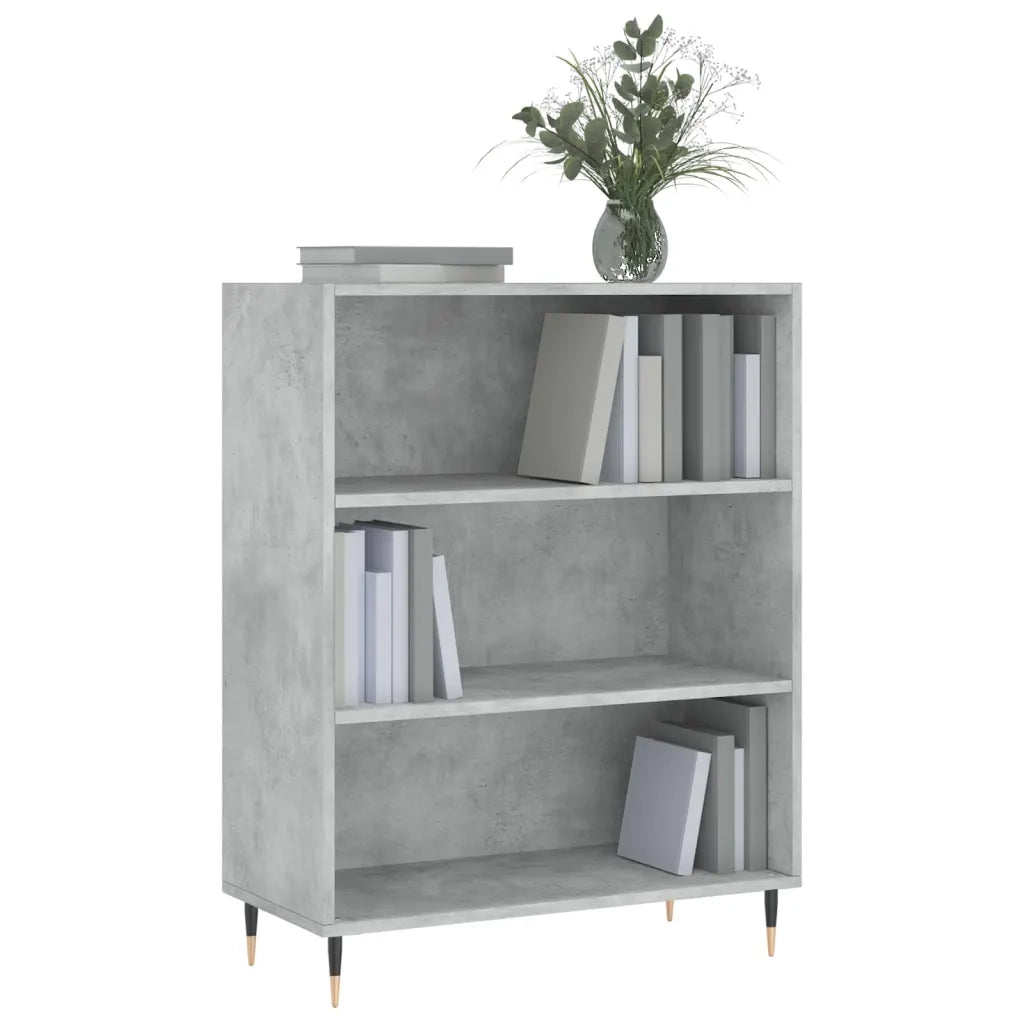 Libreria-Scaffale per Libri-Mobile di Stoccaggio Grigio Cemento 69,5x32,5x90 cm in Legno Multistrato 837644