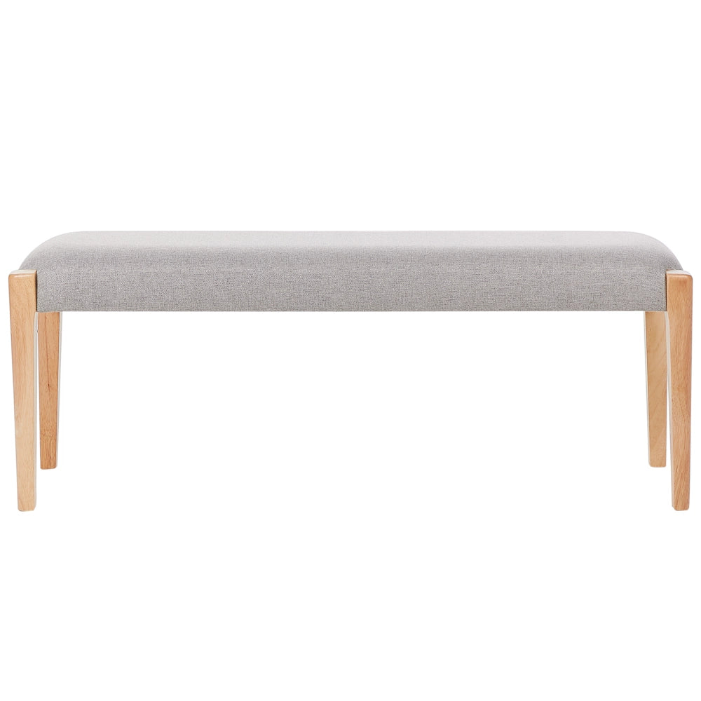 Panchina per corridoio legno chiaro  seduta imbottita  cuscino in poliestere grigio chiaro design classico retrò rettangolare