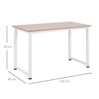Scrivania Moderna per Computer con Gambe Regolabili e Struttura in MDF e Metallo, Tavolo da Pranzo 120x60x76 cm, Bianco e color Legno