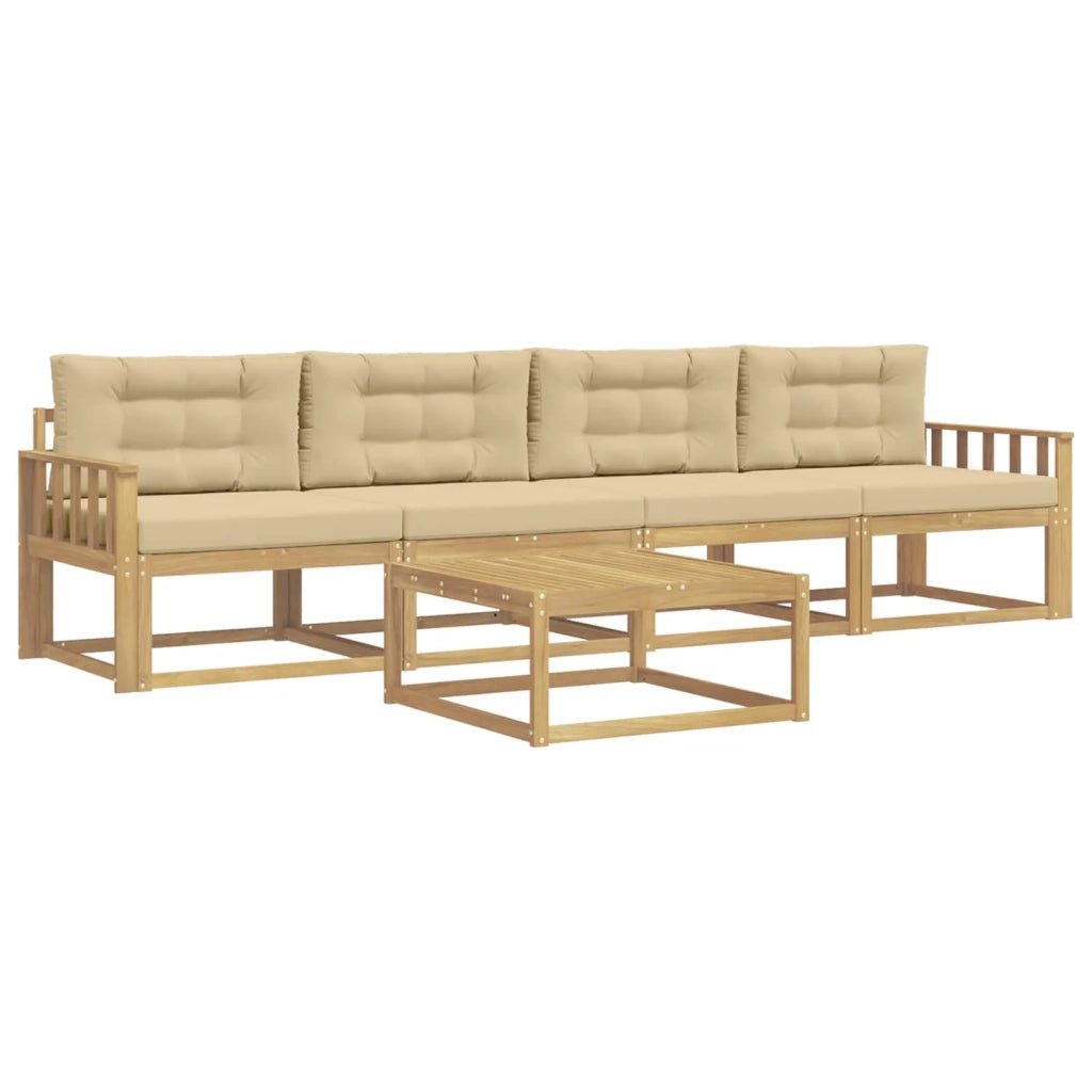 Set di divani da esterno con cuscino 4 pcs Bianco e Beige