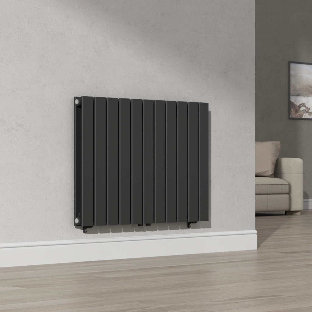 Termosifone Nore ad Acqua Calda Pannello Doppio con Elementi Piatti 60 x 80 cm Nero [neu.haus]