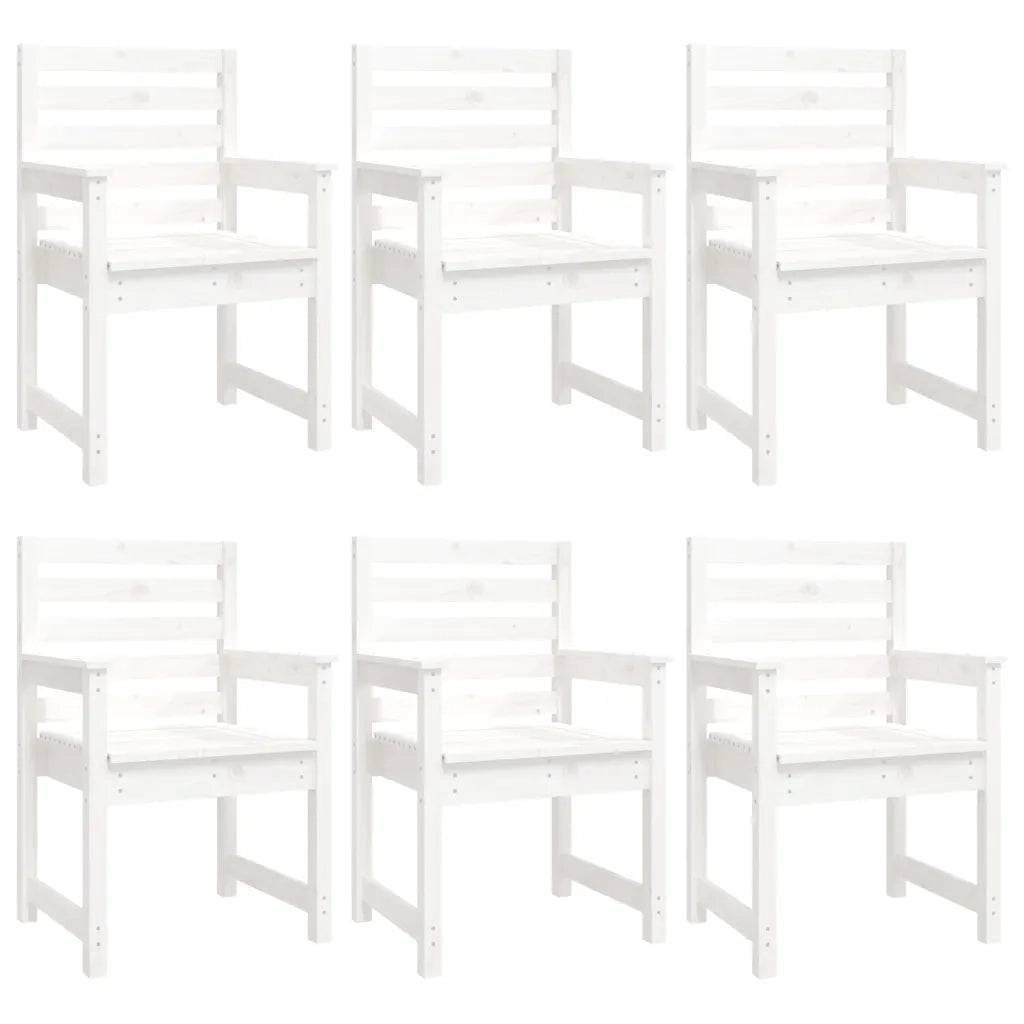 Set da Pranzo per Giardino 7pz Bianco in Legno Massello di Pino 3154714