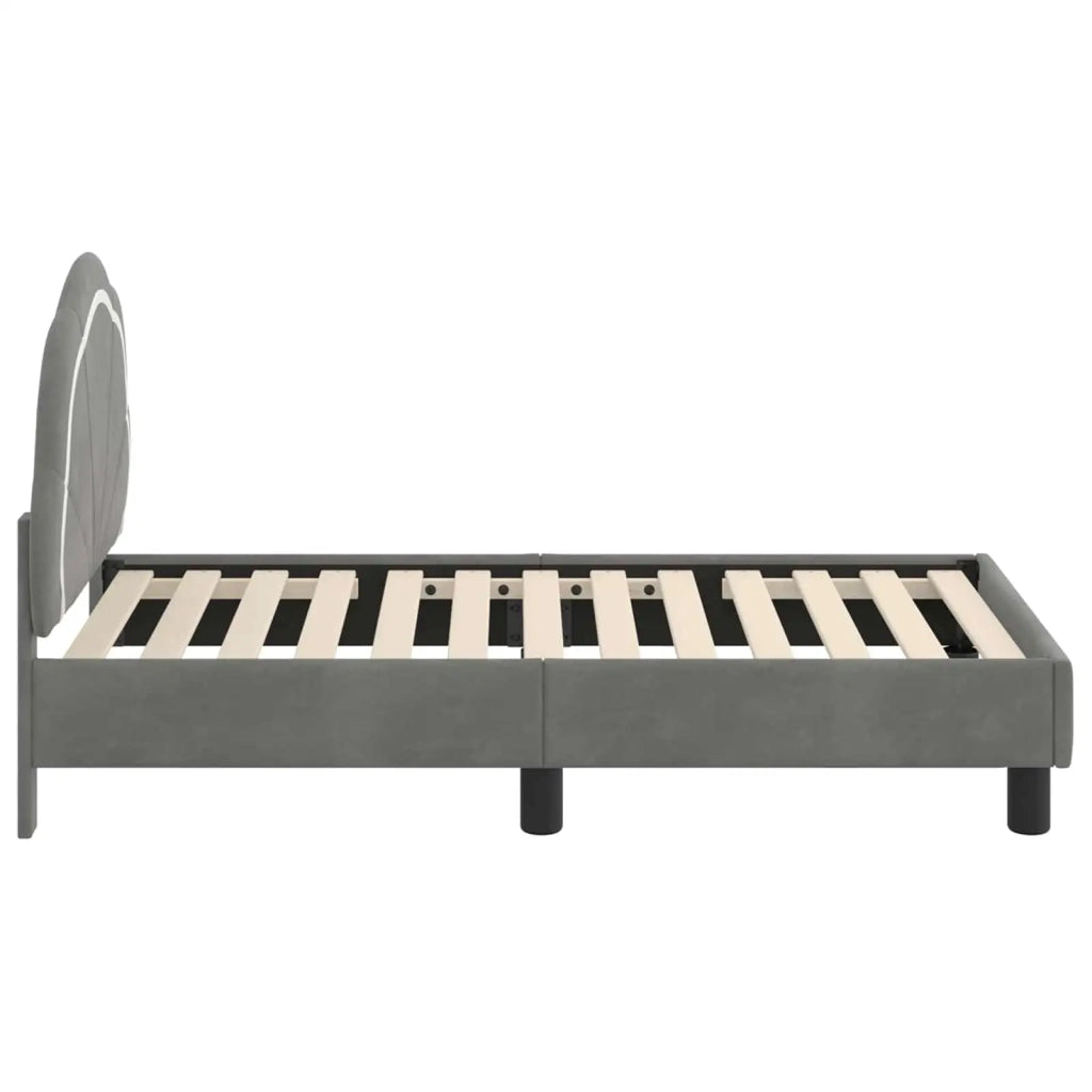 Struttura letto per bambini con testata Grigio Scuro Velluto