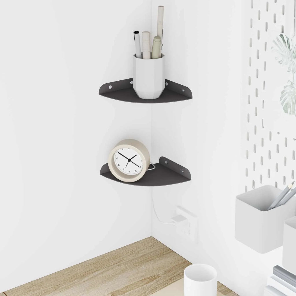 Mensola sospesa con lo scaffale 2 pcs Nero 15 x 15 x 2 cm 8004074