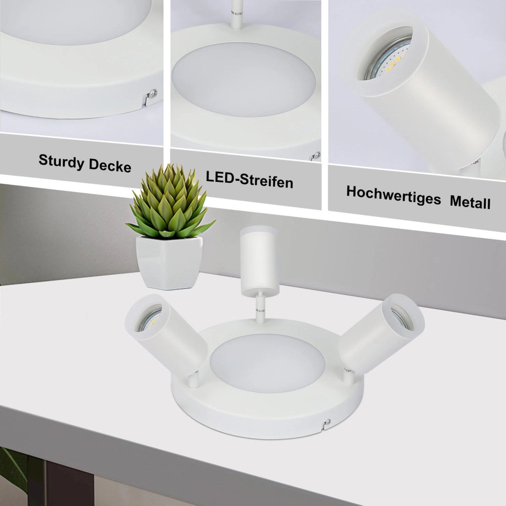 ZMH Faretto da soffitto 3 lampadine GU10 20W camera da letto 3000k lampada cucina metallo orientabile
