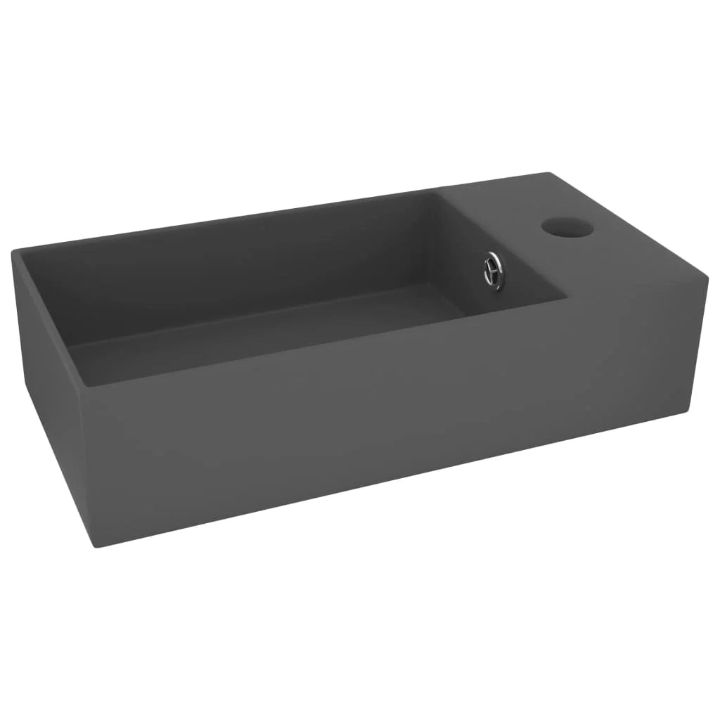 Lavabo da bagno con troppopieno rettangolare 48 x 25 cm ceramica grigio scuro 02_0002736
