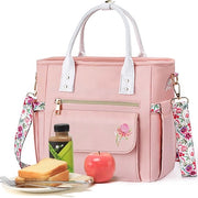 Borsa Insolata per Donne con Disegno di Fiori Rari - Grande Borsa con Tappo Ermetico, Isolata e con Molte Tasche e Cinturino Rimovibile per Ufficio/Picnic Regali di Natale per Donne