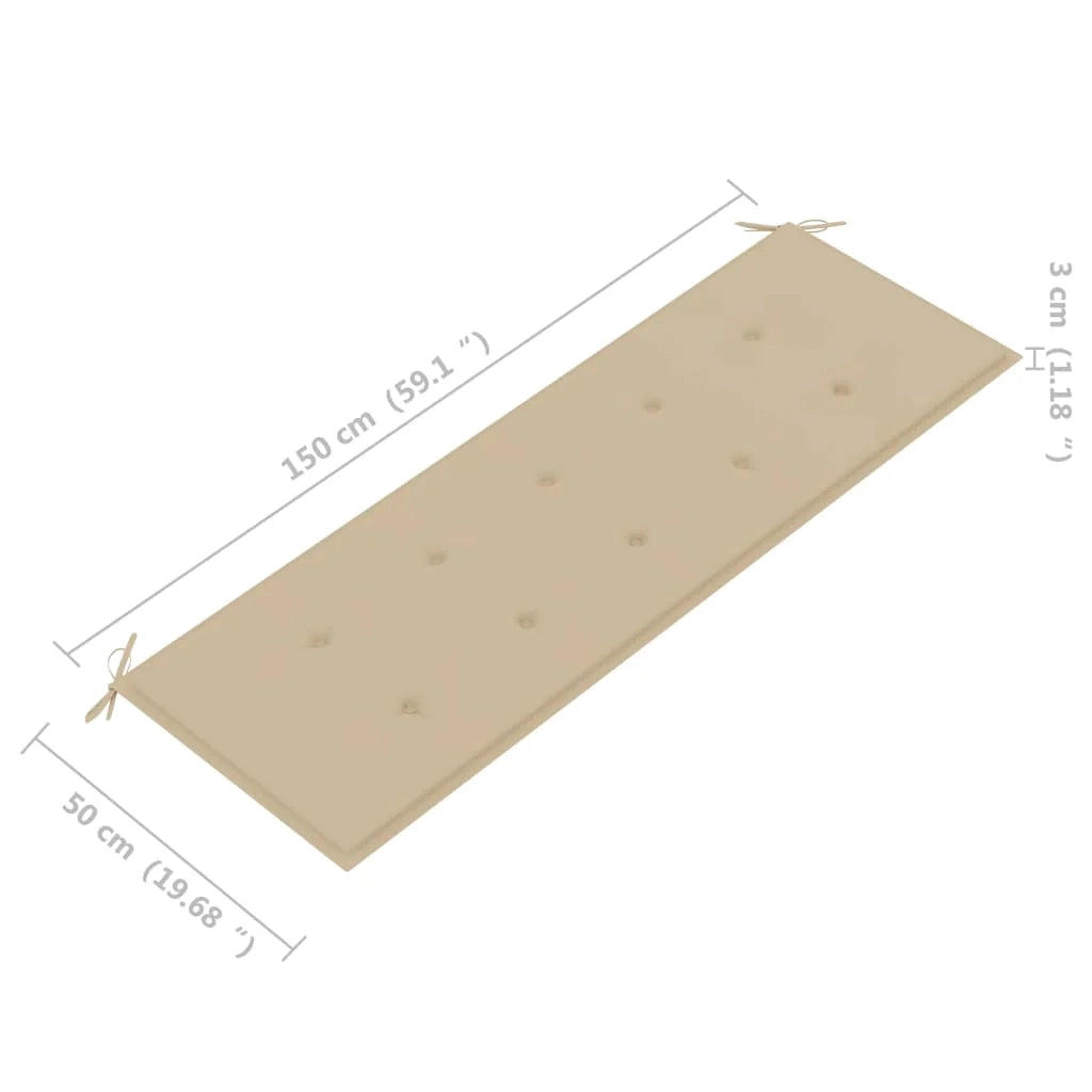Panca da giardino mobili da esterno per patio panca da terrazza impilabile con cuscino 159 cm legno massello di teak 02_0011703