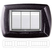 PLACCA COPRINTERRUTTORE NERA GLITTER 'MYLIFE' 3 Moduli - EC ELETTROCANALI