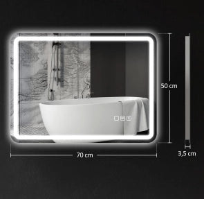 Specchio LED da bagno con musica, orologio e funzione antiappannamento