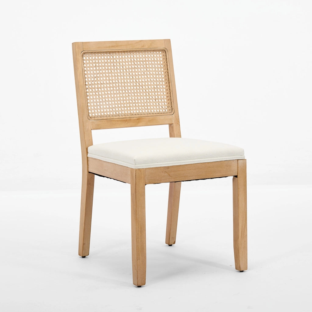 Sedie da Pranzo in Rattan e Legno ¨C Xylo ¨C Set 2 Pezzi, Seduta Imbottita, Beige