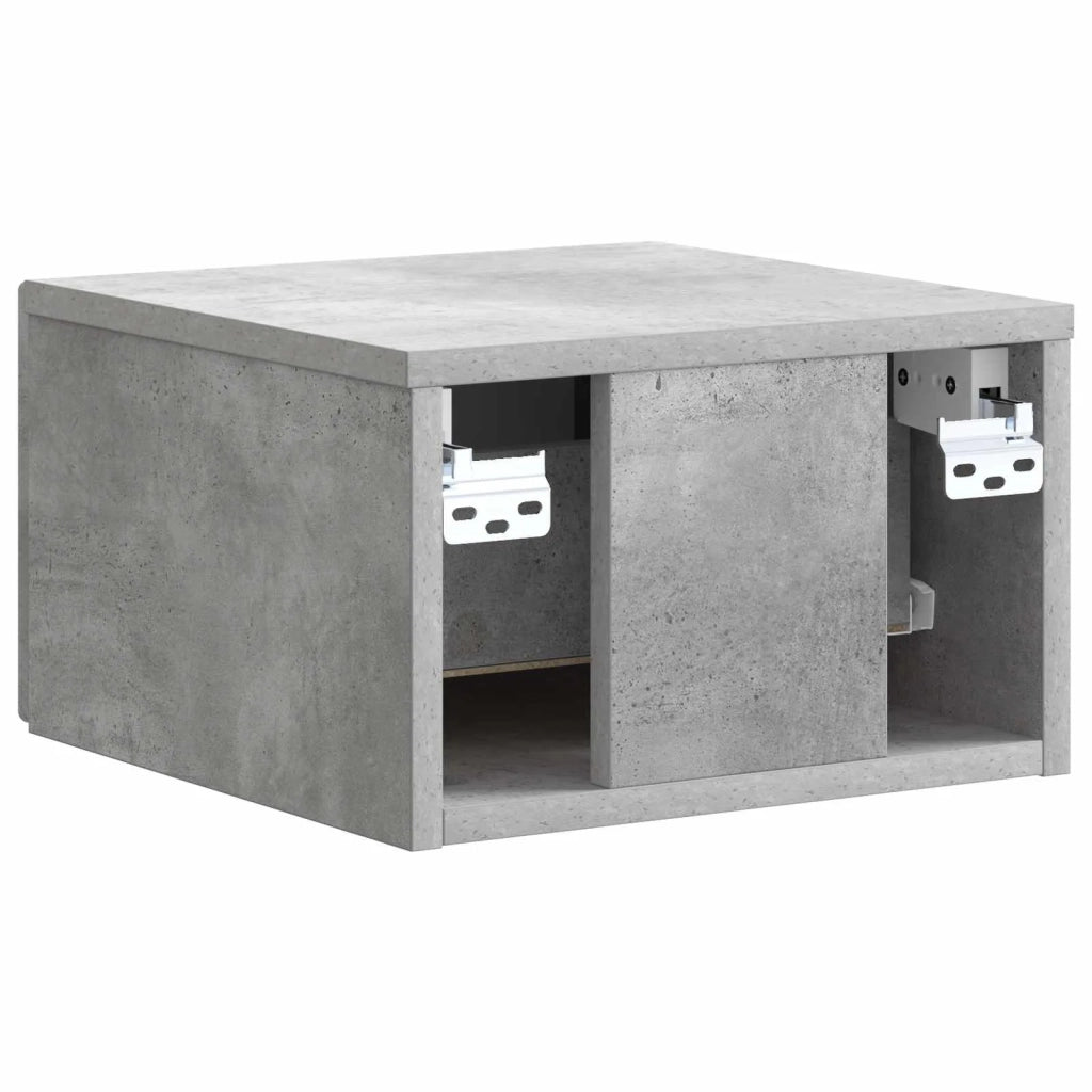 Comodino | Armadio da Notte | Mobiletto da notte a muro Grigio Cemento 33 x 34,5 x 20 cm