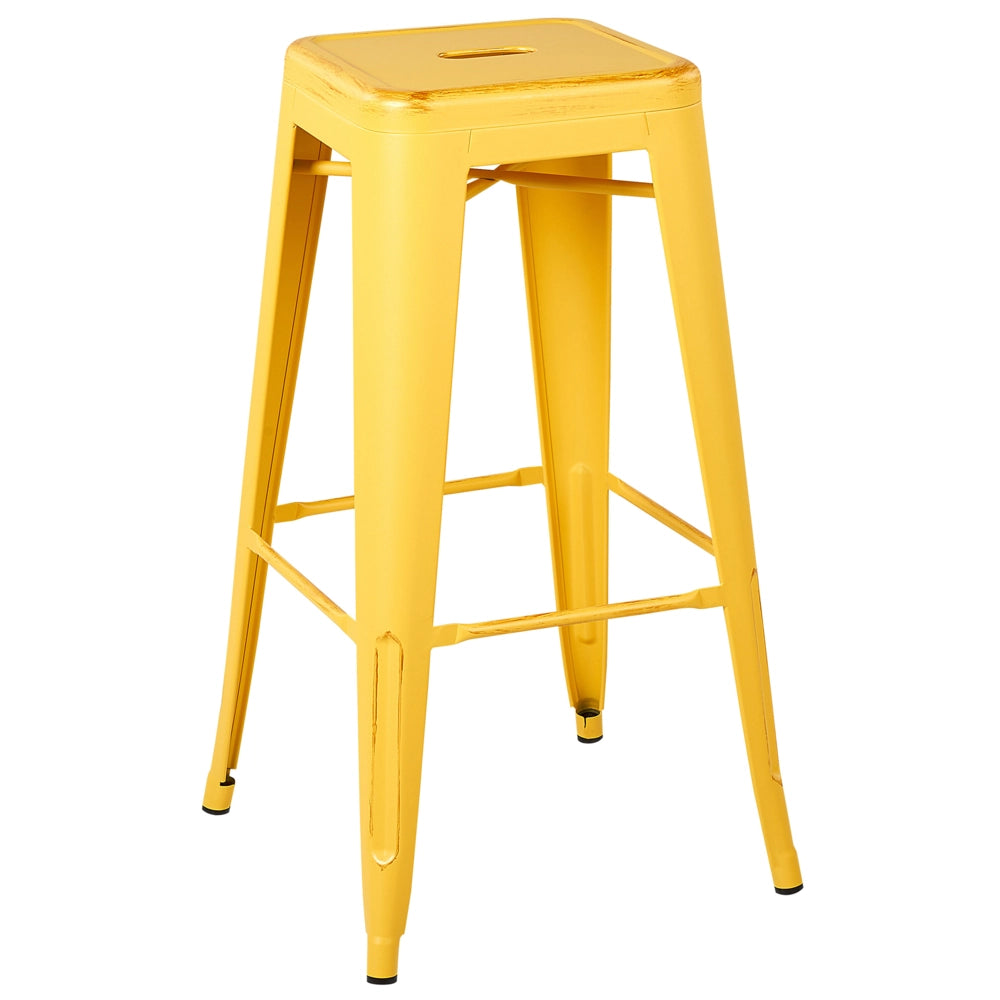 Set di 2 Sgabelli in Acciaio Giallo e Oro Impilabili Moderni 76 cm