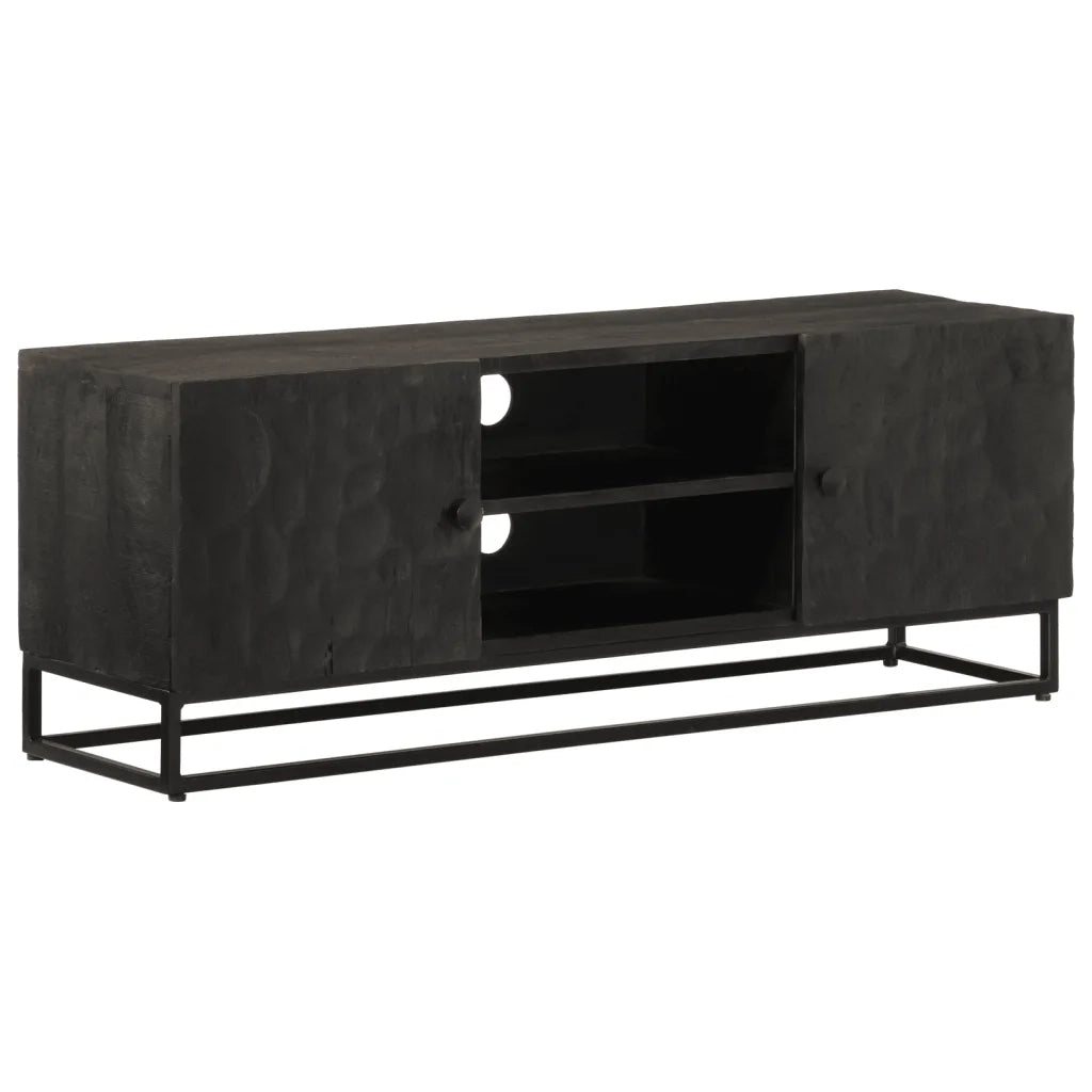 Mobile TV Nero 110x30x40 cm in Legno Massello di Mango e Ferrocod mxl 91647