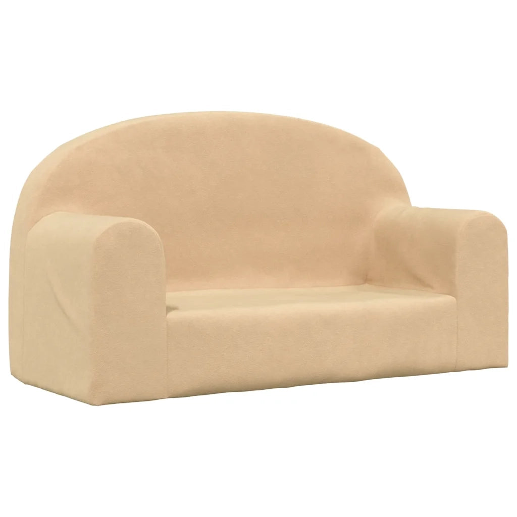 vidaXL Divano per Bambini a 2 Posti Crema in Morbido Peluche