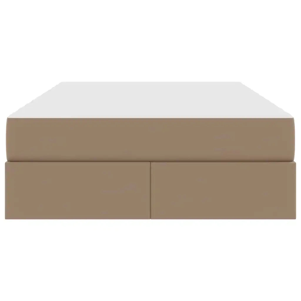 Letto con contenitore e materasso 2 pcs Cappuccino Pelle