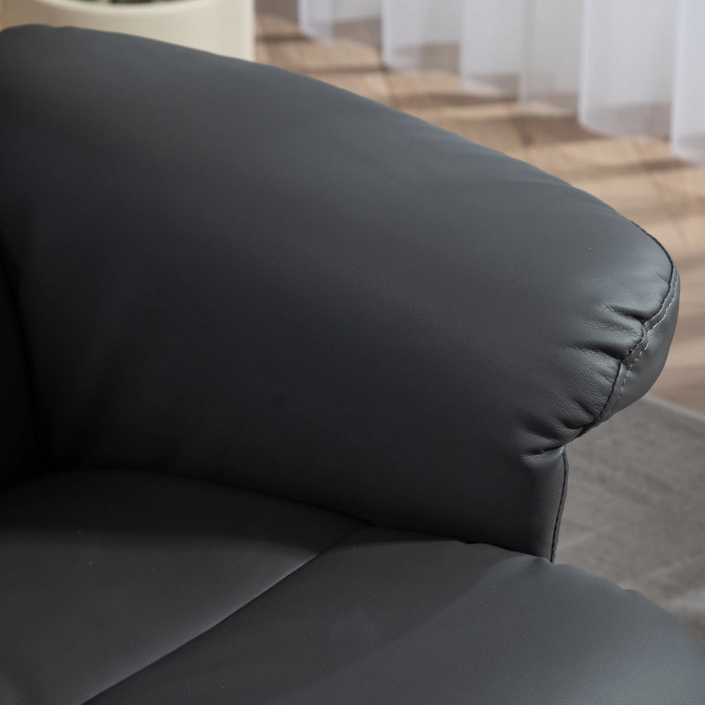 Poltrona relax girevole 360° con poggiapiedi contenitore reclinabile fino a 145° grigio scuro