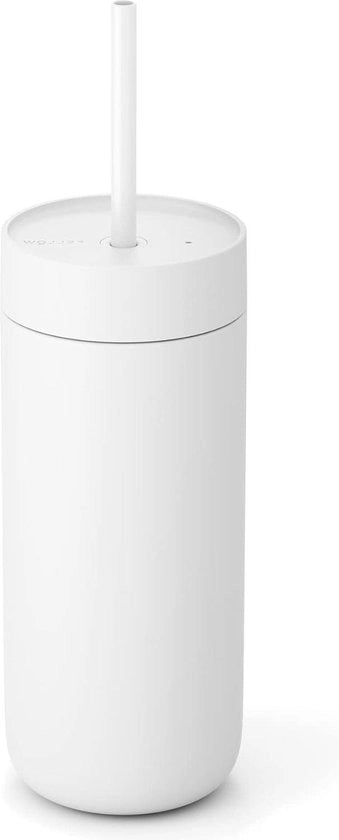 Tazza per caffè freddo da 16 oz in acciaio inossidabile con isolamento a vuoto e coperchio ermetico con beccuccio - Bianco opaco
