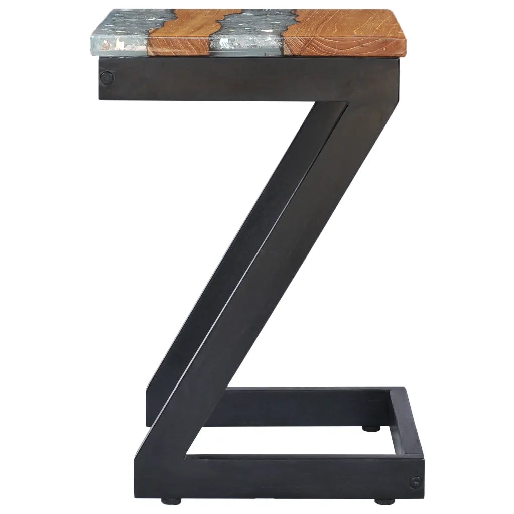 Tavolino Salotto 30x30x50 cm Legno Massello Teak e Poliresina 281649