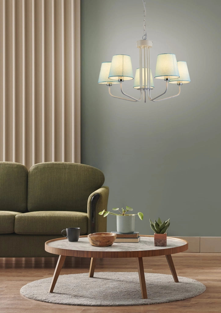 Candellux YORK lampadario a sospensione 5xE14 Ø72 crema
