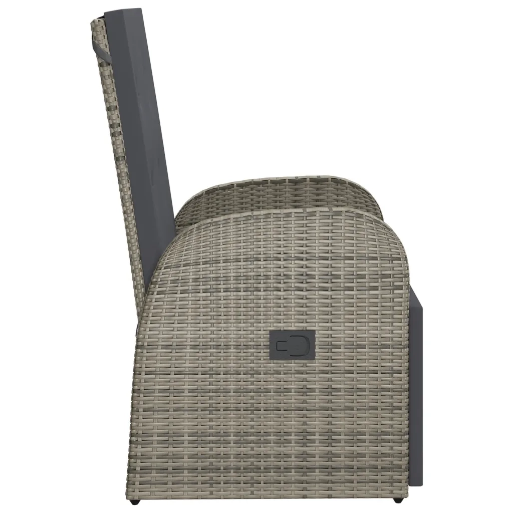 Sedia da Giardino Reclinabile con Cuscino in Polyrattan Grigio cod mxl 15299