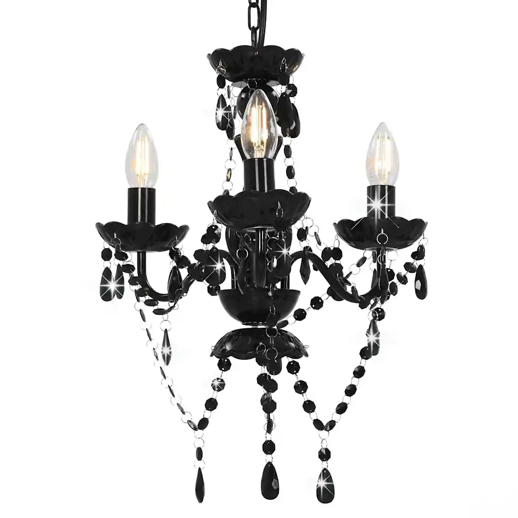 Lampadario con Perline Nero Tondo 3 E14 CFW1839241
