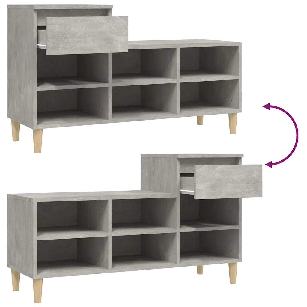 Armoire à chaussures Gris béton 102x36x60 cm Bois d'ingénierie