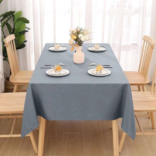 Tavolo coperto, lavabile, rettangolare, 140 x 140 cm, poliestere, impermeabile all'acqua, effetto loto, tovaglie per tavolo, impermeabili, lavabile coperto per tavolo per feste, cucina, grigio