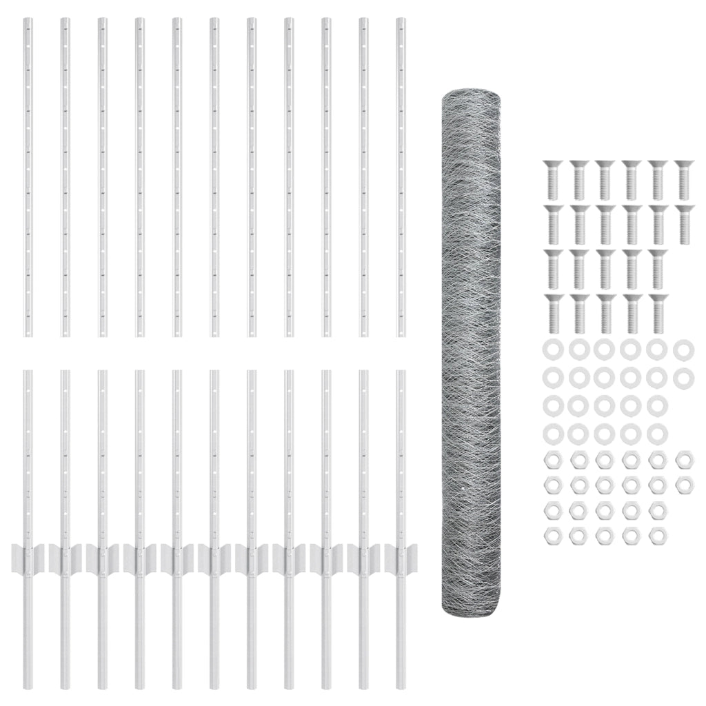 Set di Recinzione Esagonale Set di 2 Acciaio Zincato 25 x 1 m