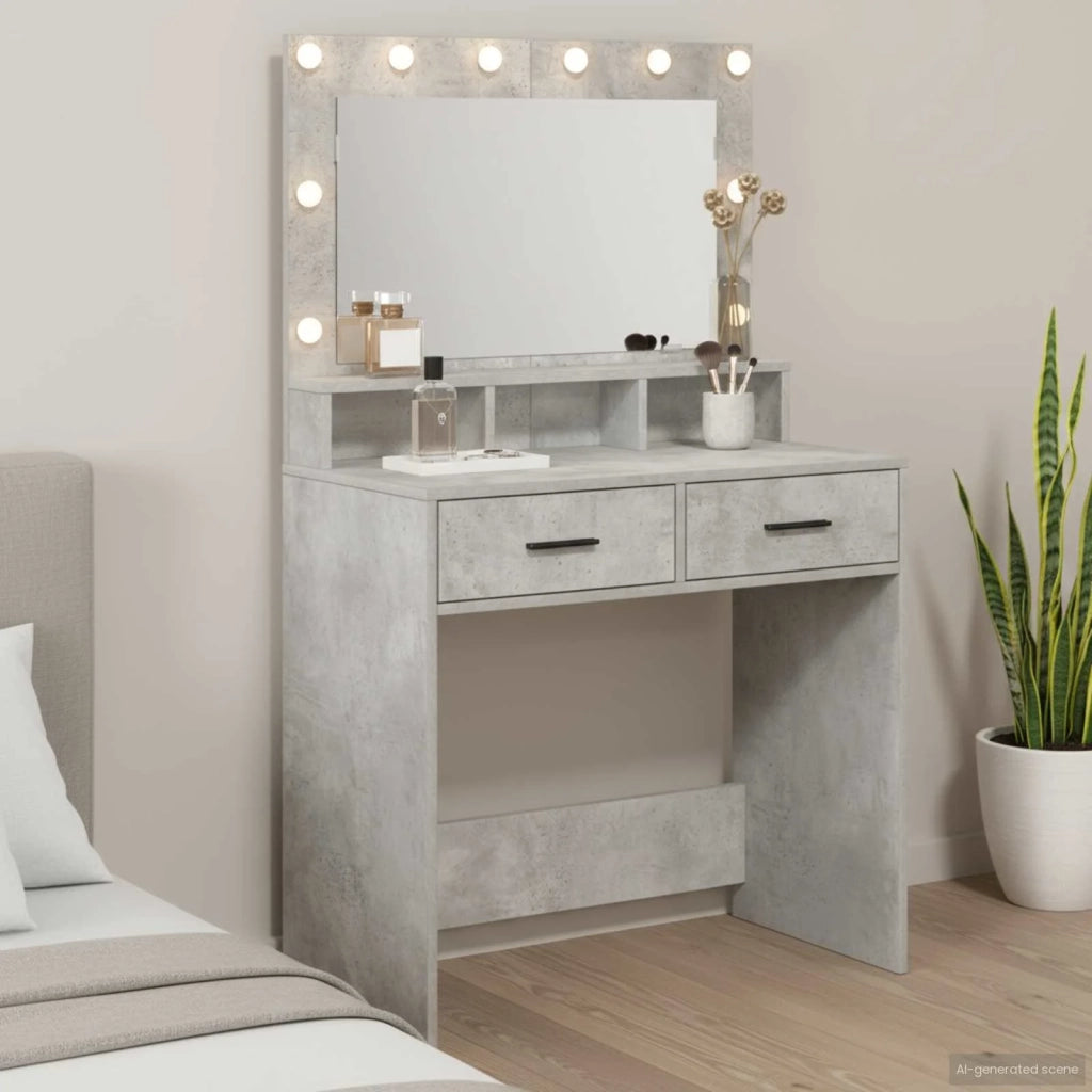 Tavolo da Trucco con cassetto Grigio cemento 79 x 41 x 135 cm 865085