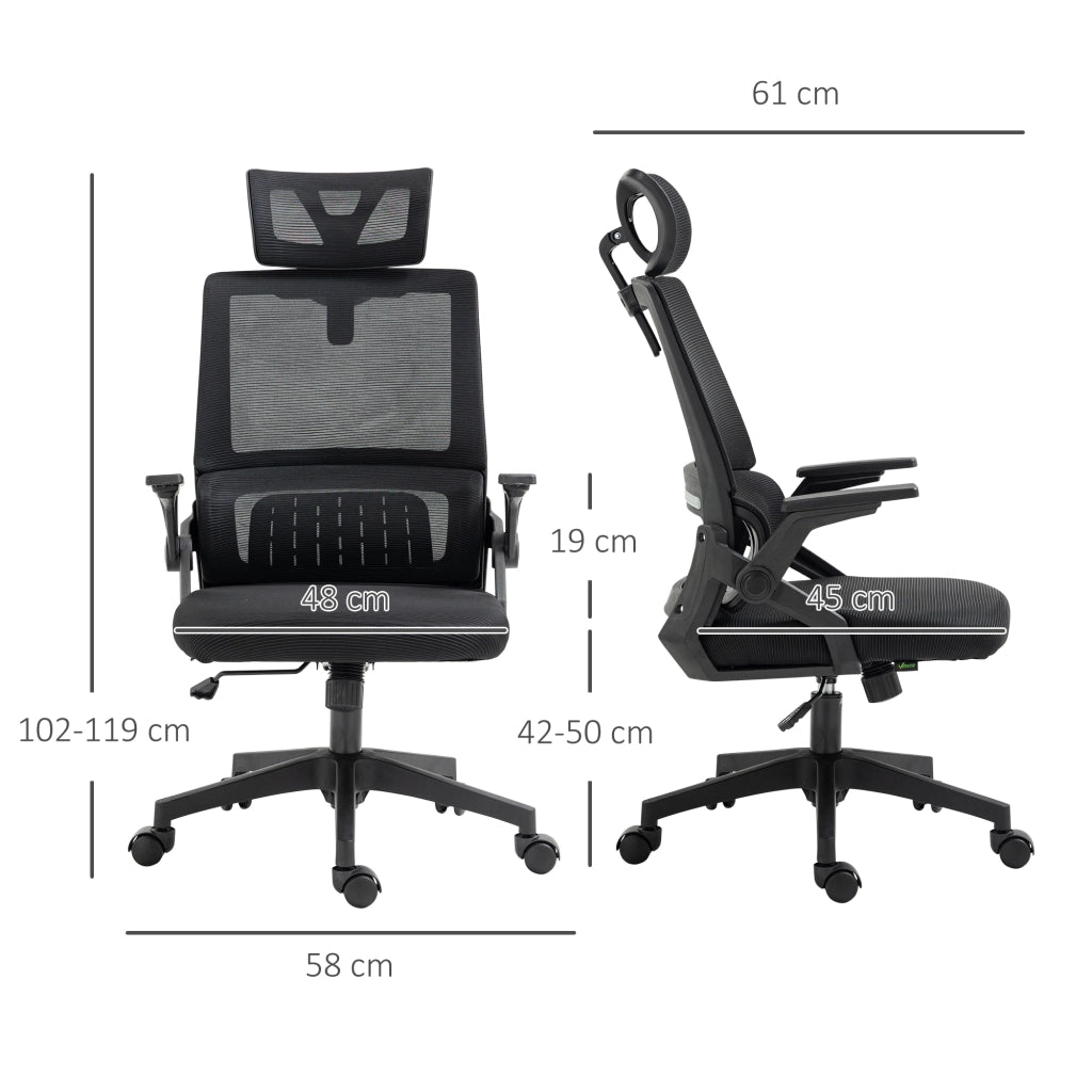 Sedia da ufficio ergonomica girevole con poggiatesta braccioli regolabili supporto lombare e schienale in rete nero