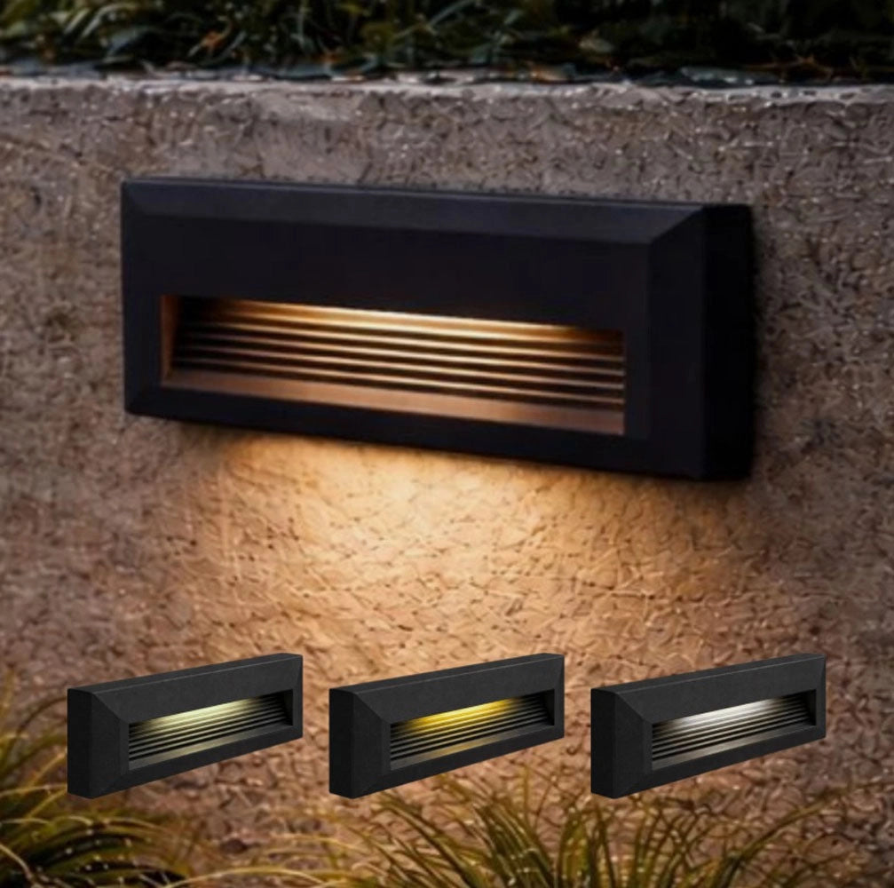 Lampada segnapasso LED moderno Nero 6W luce verso il basso CCT 3000K 4200K 6400K IP65 per scale corridoi esterni interni