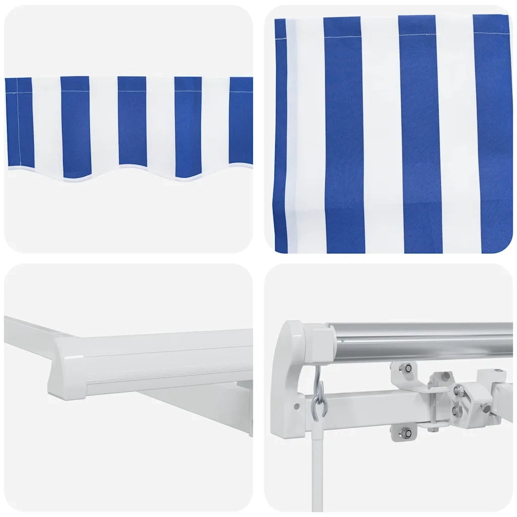 Tenda da Sole | Tenda Retrattile Blu e Bianco 400 x 200 cm