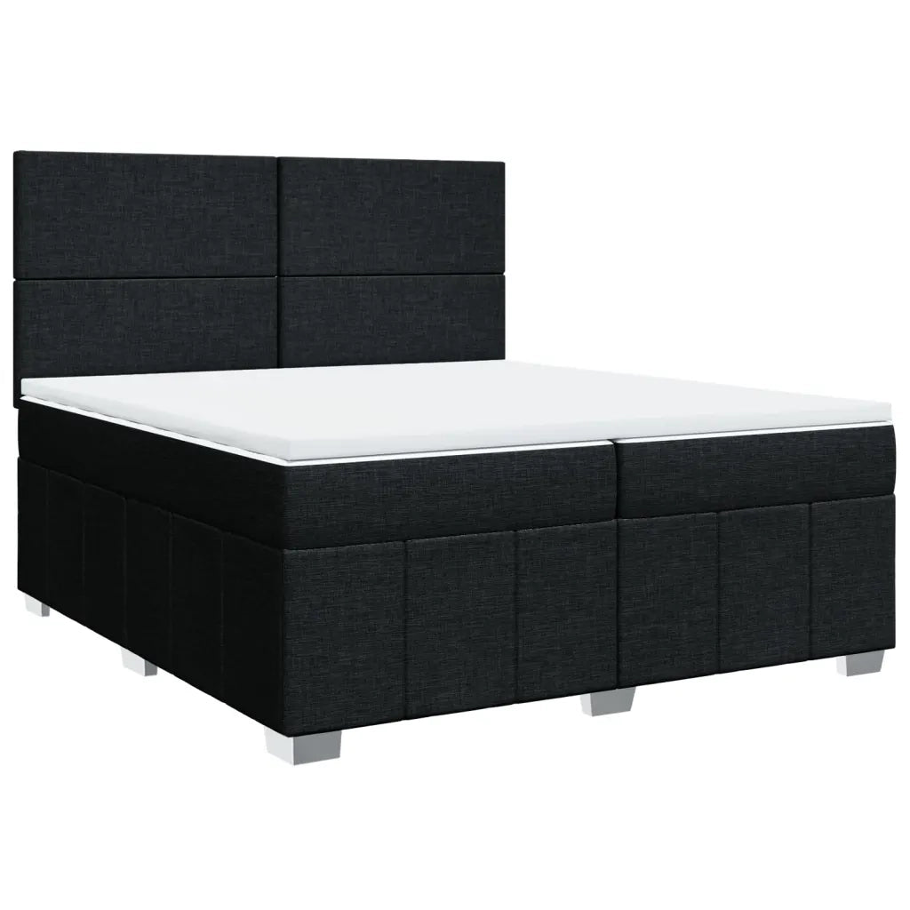 Giroletto a Molle con Materasso Nero 200x200 cm in Tessuto