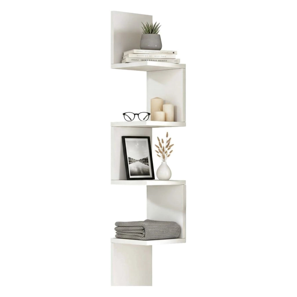 Mensola Pawan, Scaffale, Ripiano a muro, Scaffalatura multiuso, 22x22h117 cm, Bianco