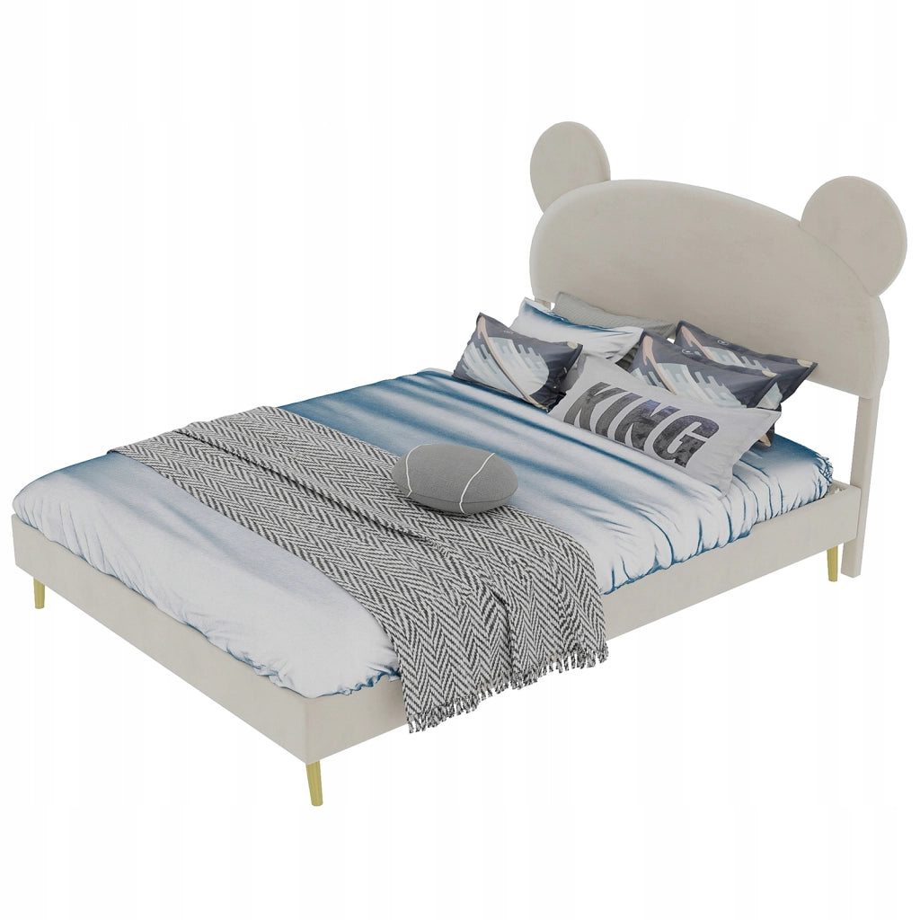 Letto imbottito 140x200 beige minimalista - Xylo