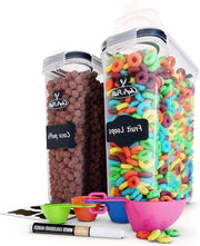 Contenitori di conservazione a chiusura ermetica per alimenti con grande capacità di stoccaggio per cereali - 22 oz/set di 2 con coperchi e set di cucchiai e pennelli.