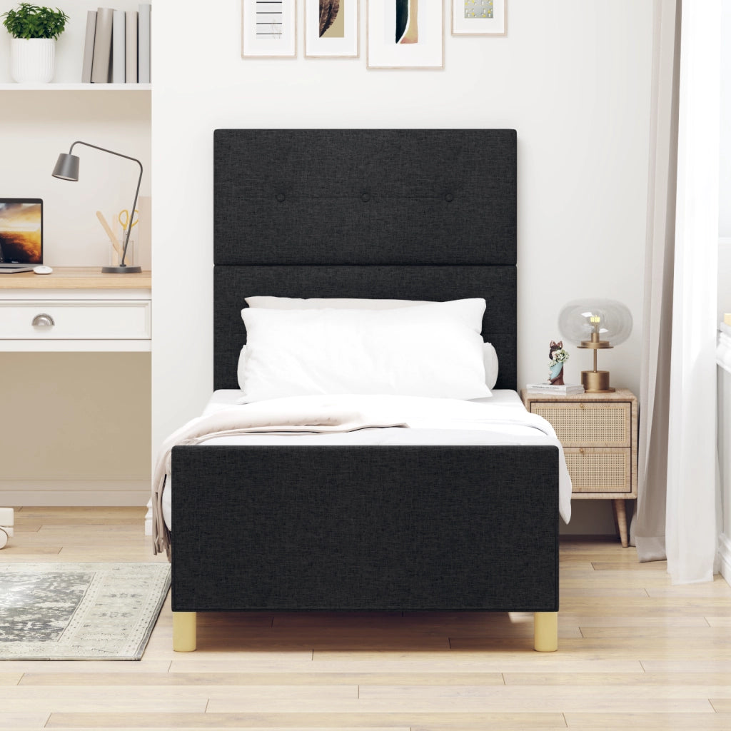 Letto in Tessuto Nero 80x200 cm di