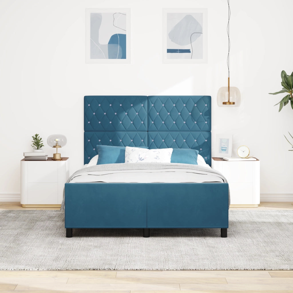 Letto Blu Scuro 140x190 cm Velluto