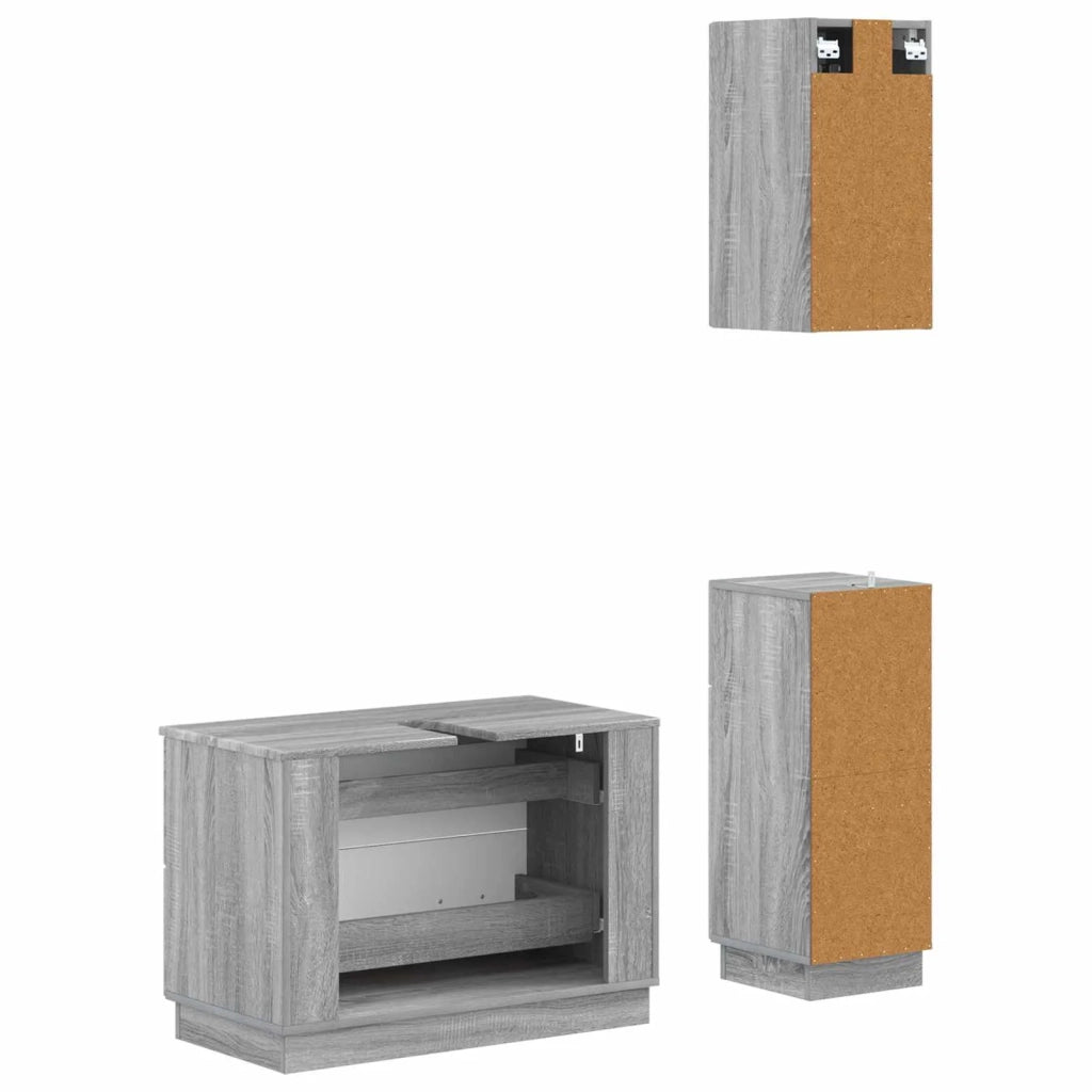 Set di armadietti da bagno in 3 pezzi HOORN Sonoma grigio 3417798