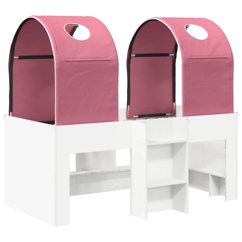 Letto singolo | Letto per adulti | Letto con Tunnel 4 pcs Bianco e Rosa Legno ingegnerizzato