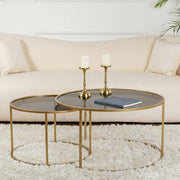 Aedion, Tavolino da Salotto set di 2 Tavolini, 80x80x43h cm oro Bronzo