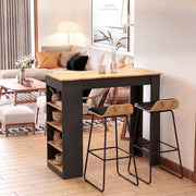 Tavolo snack alto Kivo antracite e rovere con 3 ripiani laterali 115x50x103H