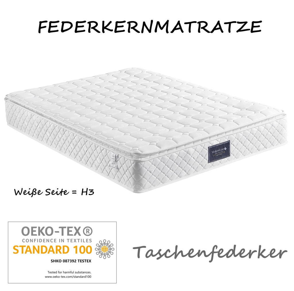 Letto matrimoniale 140x200 cm imbottito beige con contenitore; luce da lettura e USB